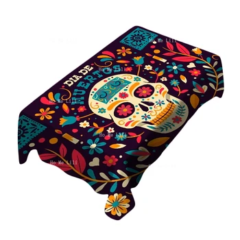 Mexican Craniu De Zahăr Art Ziua Morților Model Floral Fata De Masa Rezistente La Pete Lavabile De Ho-Mi Lili Cadou De Vacanță