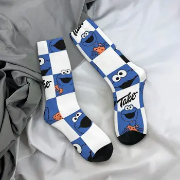 Amuzant Nebun Șosete pentru Bărbați Sesame Street Monstru Albastru Hip Hop Harajuku Fericit de Calitate, Model Imprimat Băieți Crew Sock Casual Cadou