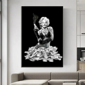 Abstract Alb-Negru Marilyn Monroe Panza Pictura Postere si Printuri de Arta de Perete Amprentele Imagine pentru Camera de zi Decor Acasă