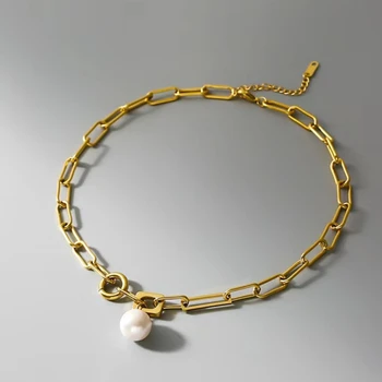 De înaltă calitate, franceză Tendință de moda unic pearl pandantiv lanț gros femeie colier vintage, decor elegant de bijuterii en-gros