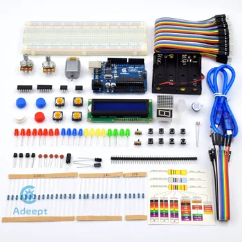 Adeept BRICOLAJ Electric Super Starter Kit pentru Arduino UNO R3 cu Ghid LCD1602 Breadboard ping Carte căști diykit