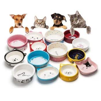 Noi Pisică Câine Boluri Ceramice de Călătorie Desene animate Scrisoare Cat de Hranire Feeder Bol de Apă pentru Câine de Companie Pisici Cățeluș în aer liber Farfurie